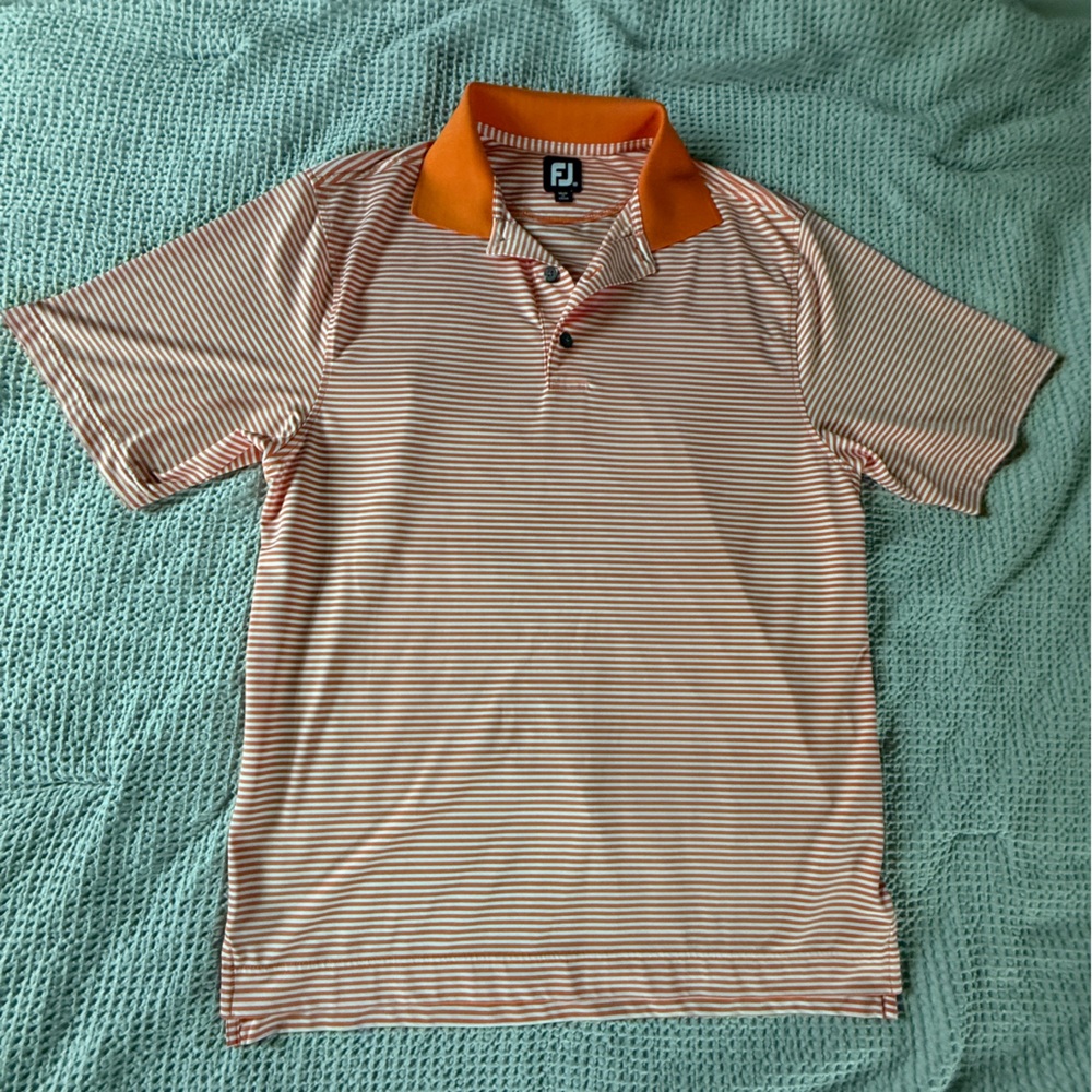 Titleist FootJoy Orange & White Striped Polo Shirt